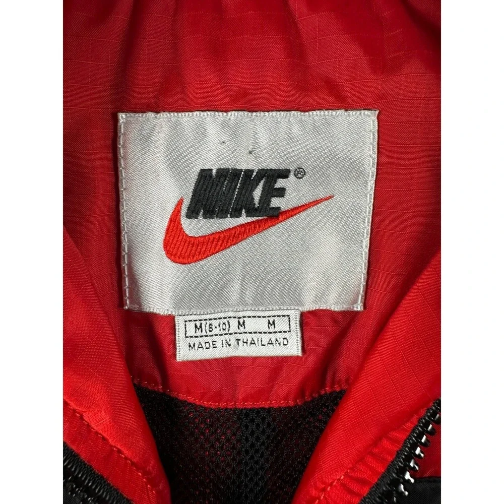 Vintage Nike Windbreaker Vest Red Black Ripstop Mesh Lined Full‎ Zip Mens Medium